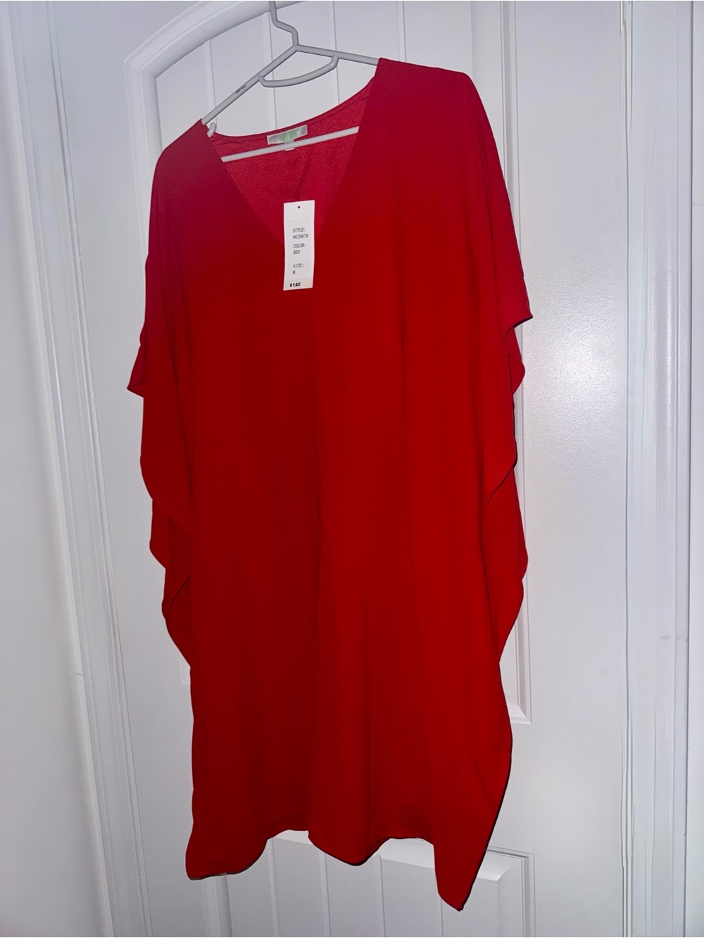 NWT Jade Melody Tam Red Draped Cape Sleeve Kaftan Dress Medium $140